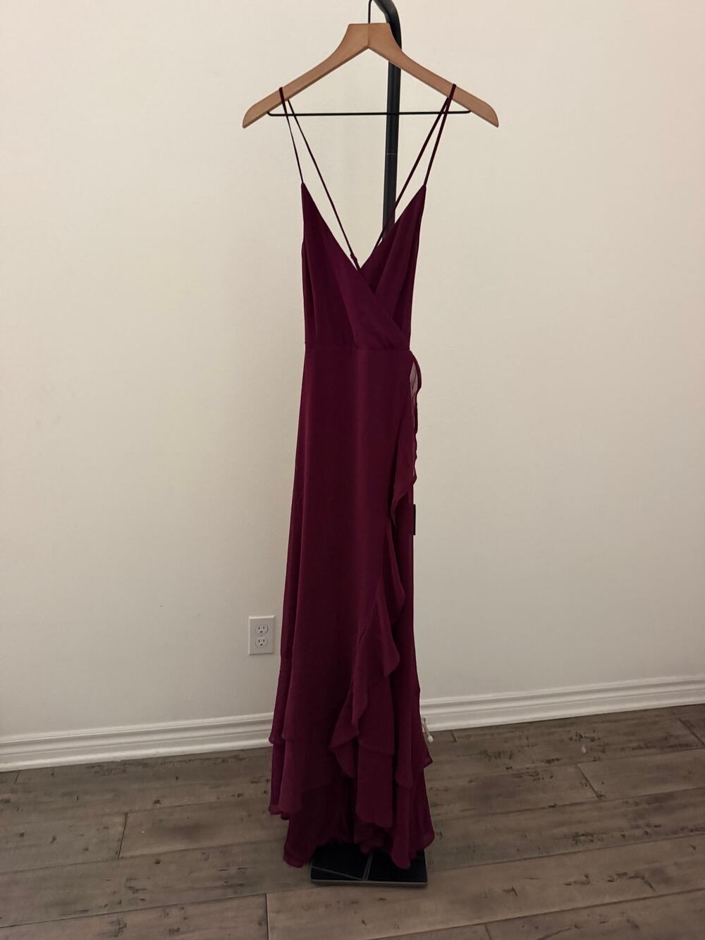 Lulus In Love Forever Plum Lace-Up High-Low Maxi Dress sz S